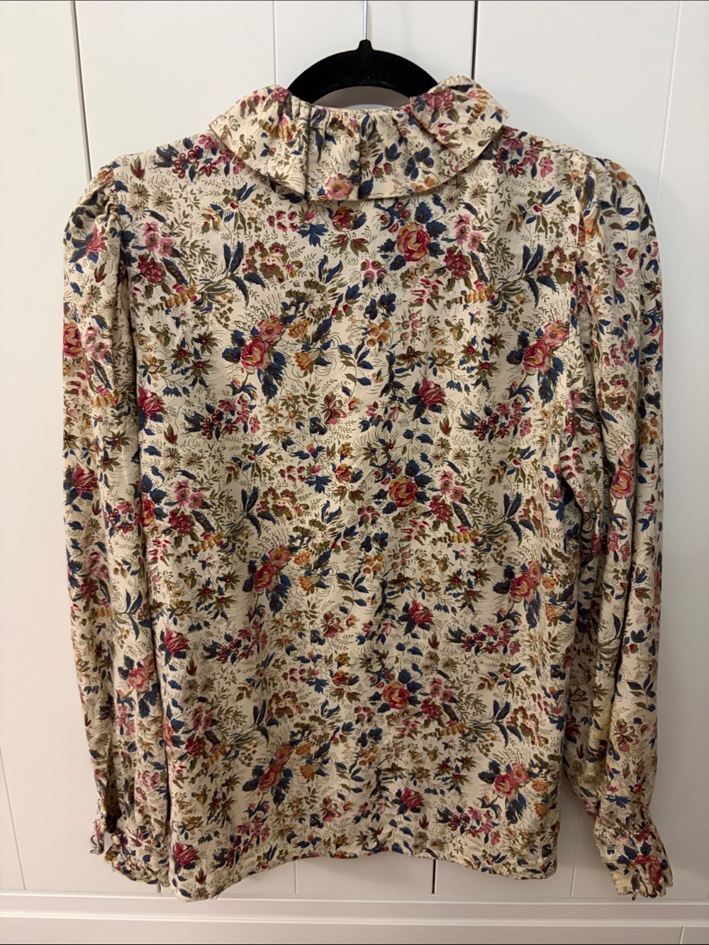 Alain Figaret Coquette Cream Floral Ruffle Collar Women's Blouse Made in France - Picture 4 of 6
